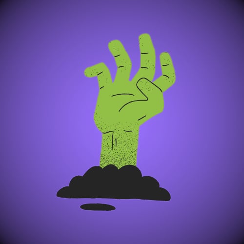 Grave with zombie hand image